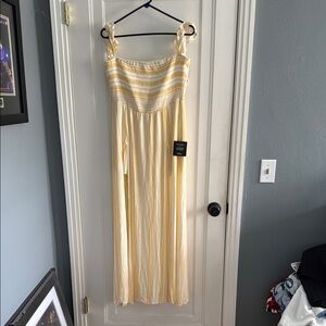 Lulu's Yellow and White Striped Maxi Dress
